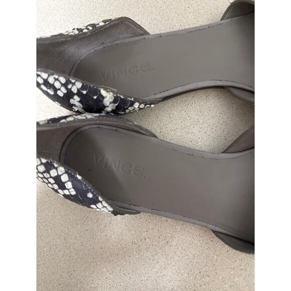 Vince Women Classic Leather Snake Skin Pointed Toe Flats Size 8 - Picture 8 of 9